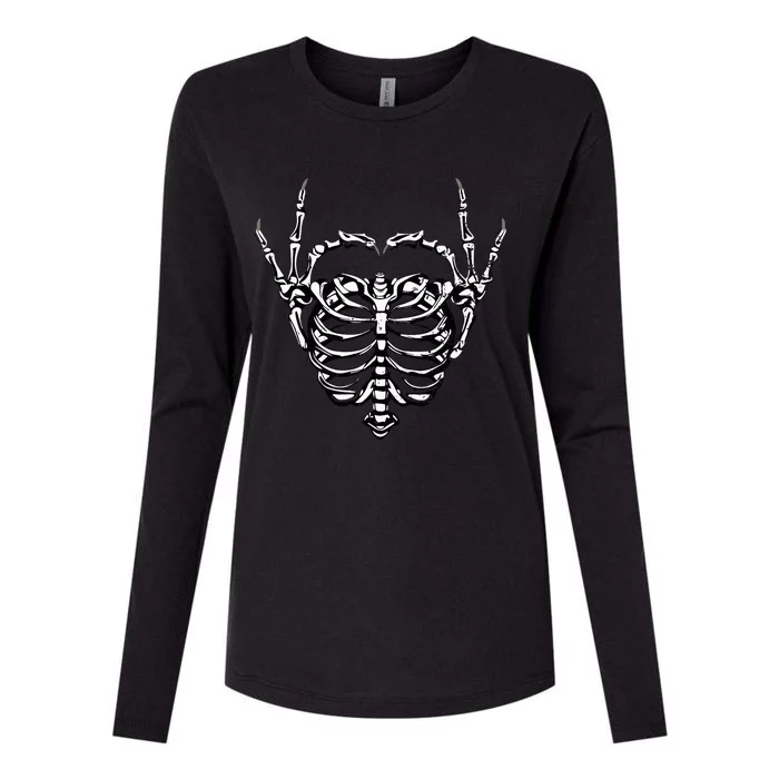 Skeleton Hands Love Heart Halloween Costume Womens Cotton Relaxed Long Sleeve T-Shirt