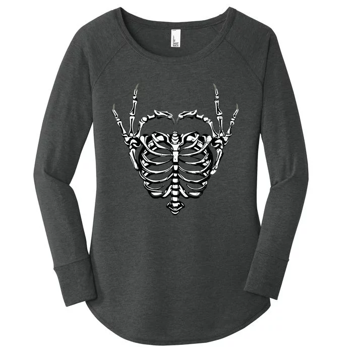 Skeleton Hands Love Heart Halloween Costume Women's Perfect Tri Tunic Long Sleeve Shirt