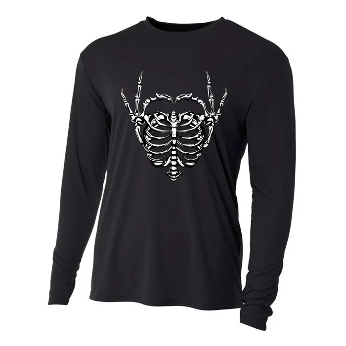 Skeleton Hands Love Heart Halloween Costume Cooling Performance Long Sleeve Crew