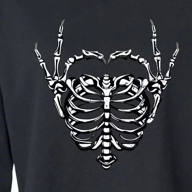 Skeleton Hands Love Heart Halloween Costume Cropped Pullover Crew