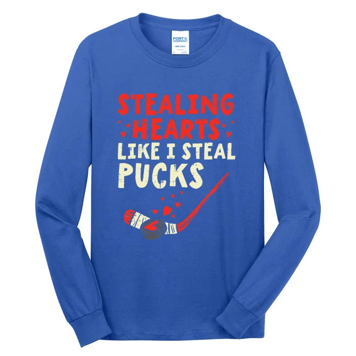 Stealing Heart Like I Steal Pucks Valentines Day Hockey Tall Long Sleeve T-Shirt