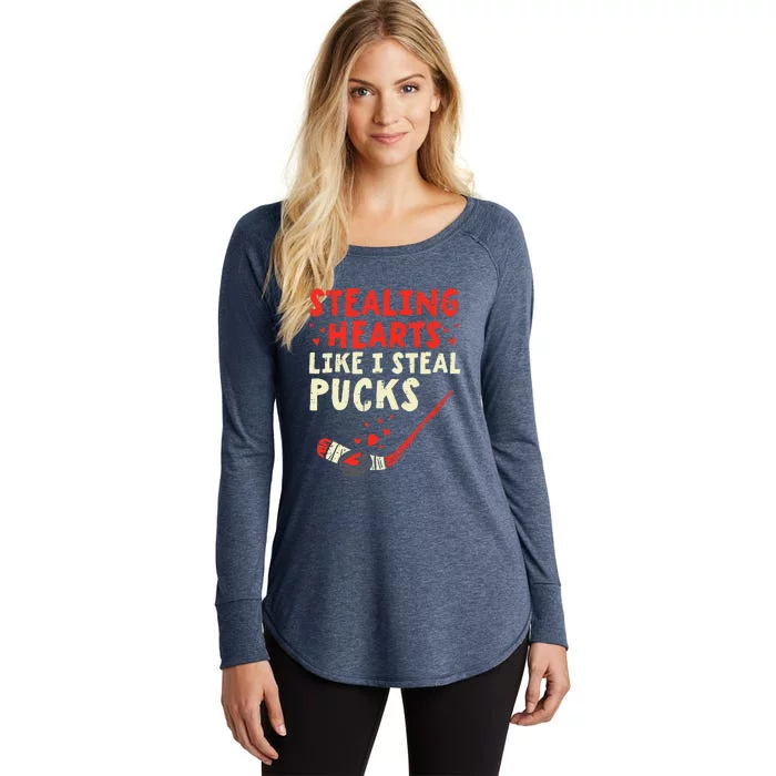 Stealing Heart Like I Steal Pucks Valentines Day Hockey Women's Perfect Tri Tunic Long Sleeve Shirt