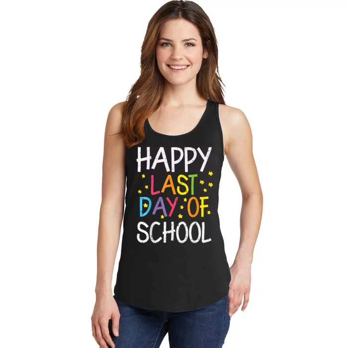 Stars Happy Last Day Of School Cute Graduation Teacher Ladies Essential Tank