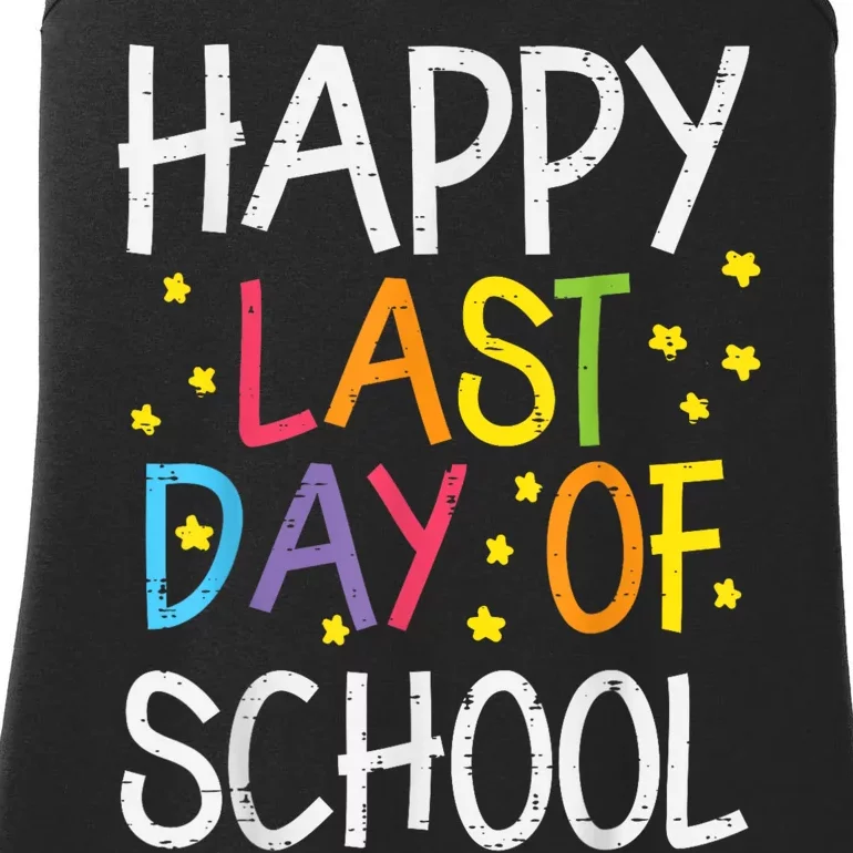 Stars Happy Last Day Of School Cute Graduation Teacher Ladies Essential Tank