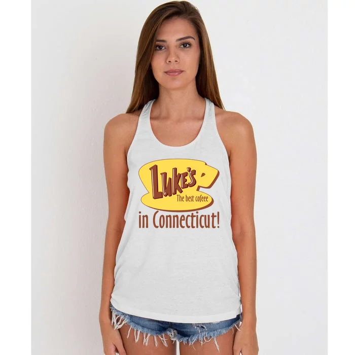 Stars Hollow Lukes Coffee The Best Coffee In Connecticut Women's Knotted Racerback Tank