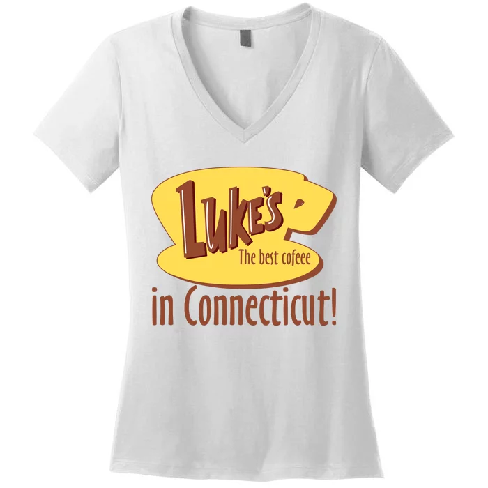 Stars Hollow Lukes Coffee The Best Coffee In Connecticut Women's V-Neck T-Shirt