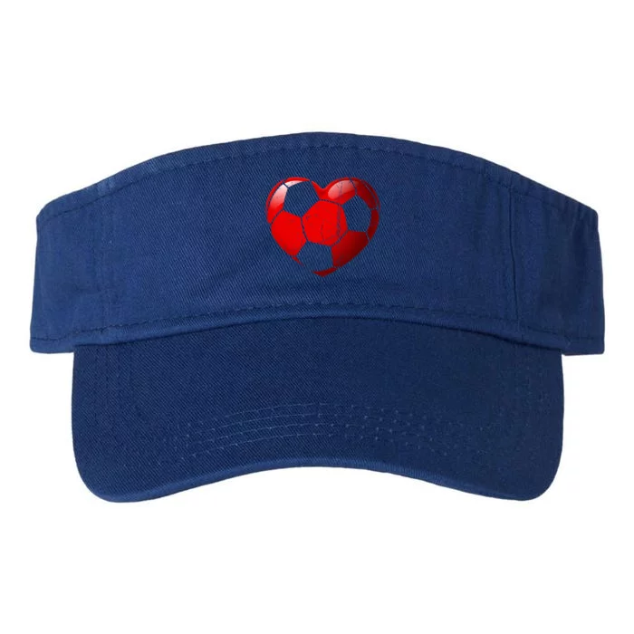 Soccer Heart Love Valentines Day Sport Player Boy Girls Cute Gift Valucap Bio-Washed Visor