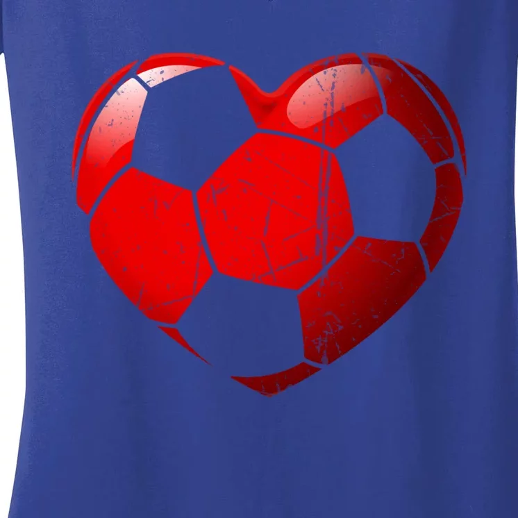 Soccer Heart Love Valentines Day Sport Player Boy Girls Cute Gift Women's V-Neck T-Shirt