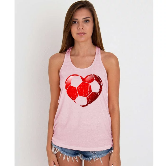 Soccer Heart Love Valentines Day Sport Player Boy Girls Cute Gift Women's Knotted Racerback Tank