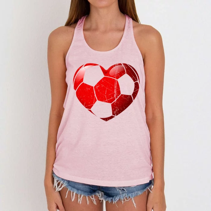 Soccer Heart Love Valentines Day Sport Player Boy Girls Cute Gift Women's Knotted Racerback Tank