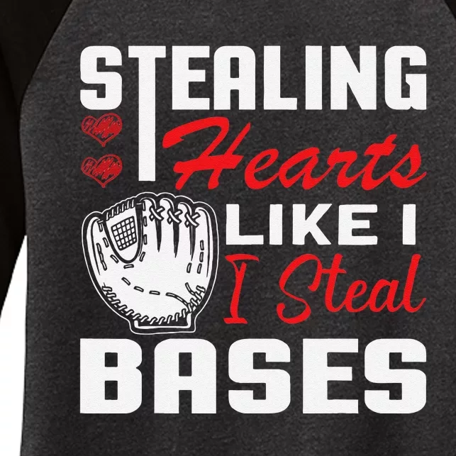 Stealing Hearts Like I Steal Bases Baseball Valentine's Day Women's Tri-Blend 3/4-Sleeve Raglan Shirt