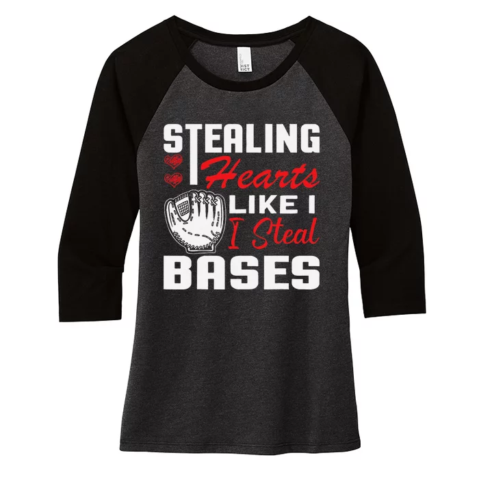 Stealing Hearts Like I Steal Bases Baseball Valentine's Day Women's Tri-Blend 3/4-Sleeve Raglan Shirt