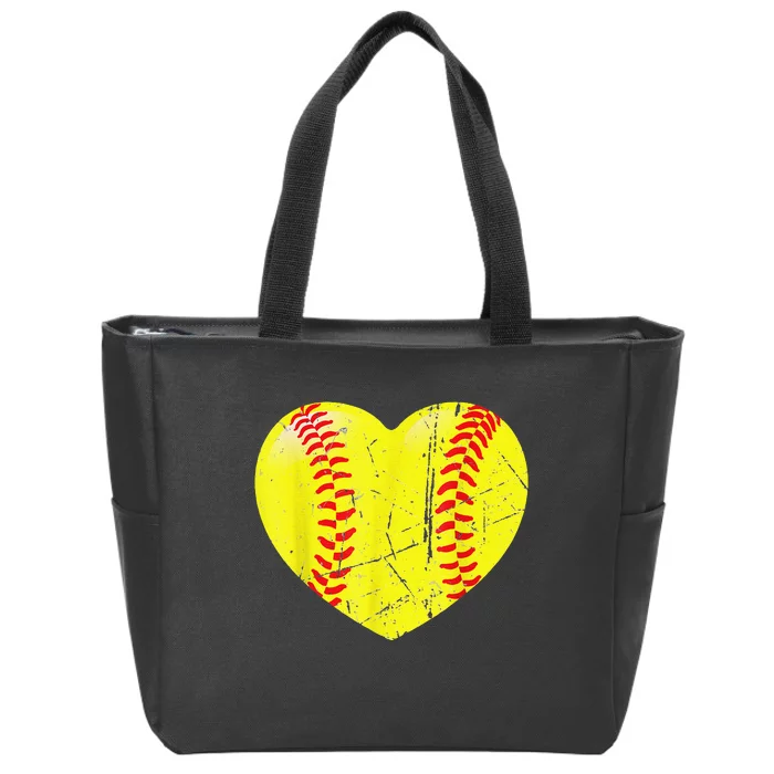 Softball Heart Love Valentines Day Sport Lovers Teenager Zip Tote Bag