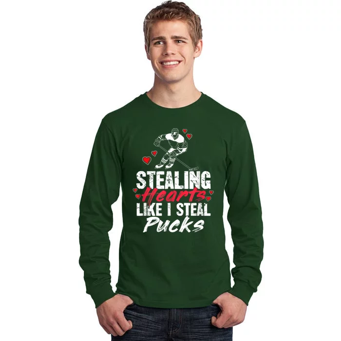 Stealing Heart Like I Steal Pucks Valentines Day Hockey Tall Long Sleeve T-Shirt