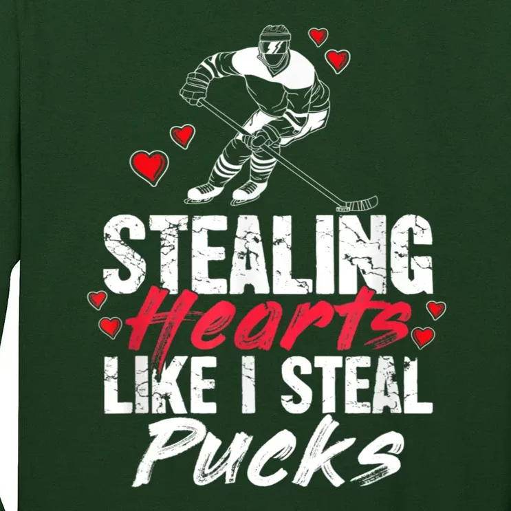 Stealing Heart Like I Steal Pucks Valentines Day Hockey Tall Long Sleeve T-Shirt