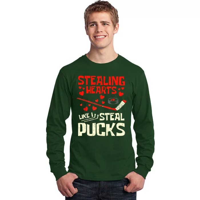 Stealing Heart Like I Steal Pucks Valentines Day Hockey Tall Long Sleeve T-Shirt