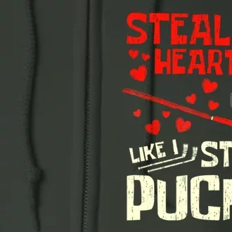 Stealing Heart Like I Steal Pucks Valentines Day Hockey Full Zip Hoodie