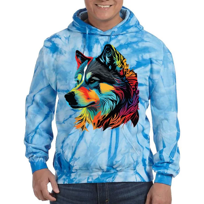 Siberian Husky Lovers Pop Art Huskie Design Siberian Husky Tie Dye Hoodie