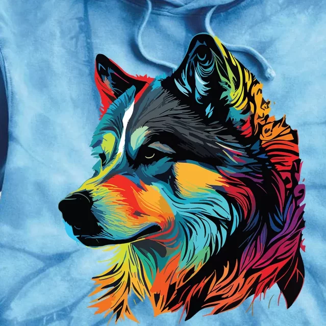 Siberian Husky Lovers Pop Art Huskie Design Siberian Husky Tie Dye Hoodie