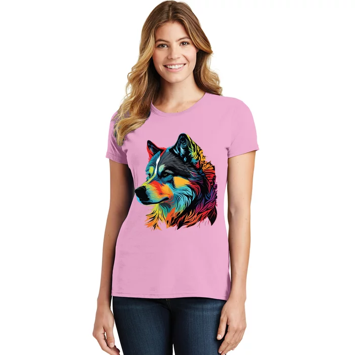 Siberian Husky Lovers Pop Art Huskie Design Siberian Husky Women's T-Shirt