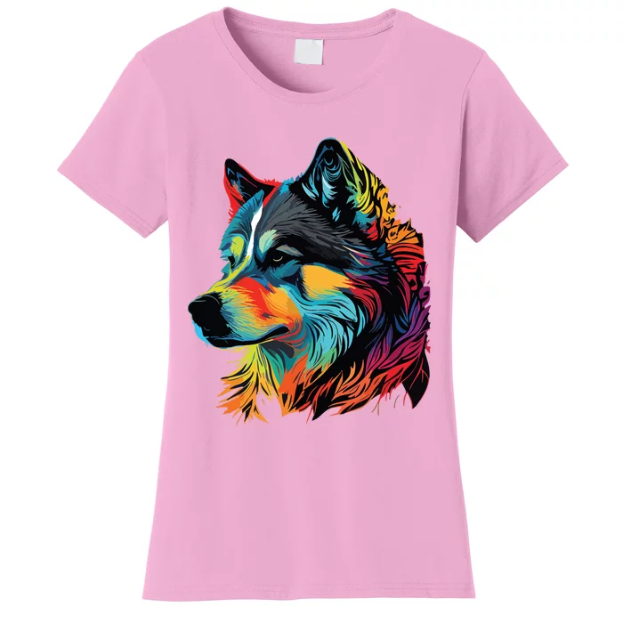 Siberian Husky Lovers Pop Art Huskie Design Siberian Husky Women's T-Shirt