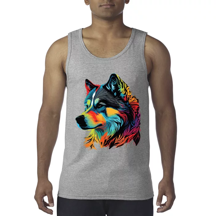 Siberian Husky Lovers Pop Art Huskie Design Siberian Husky Tank Top