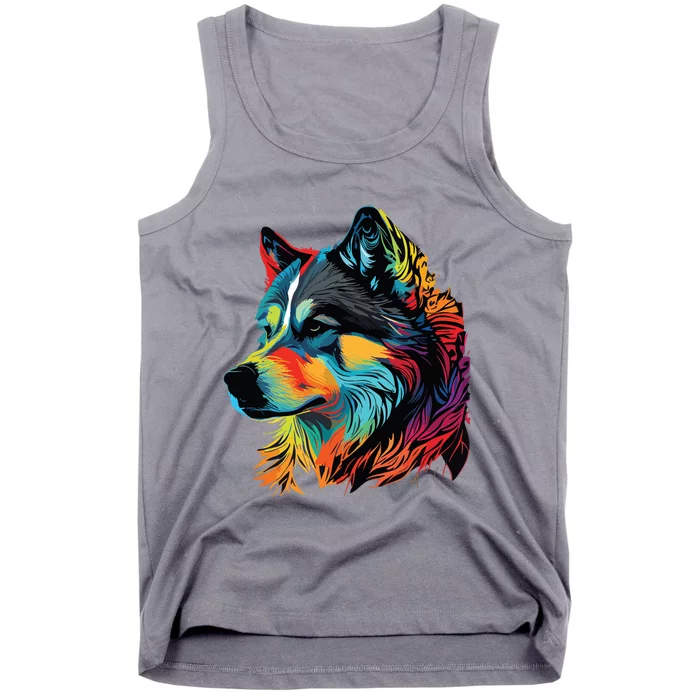 Siberian Husky Lovers Pop Art Huskie Design Siberian Husky Tank Top