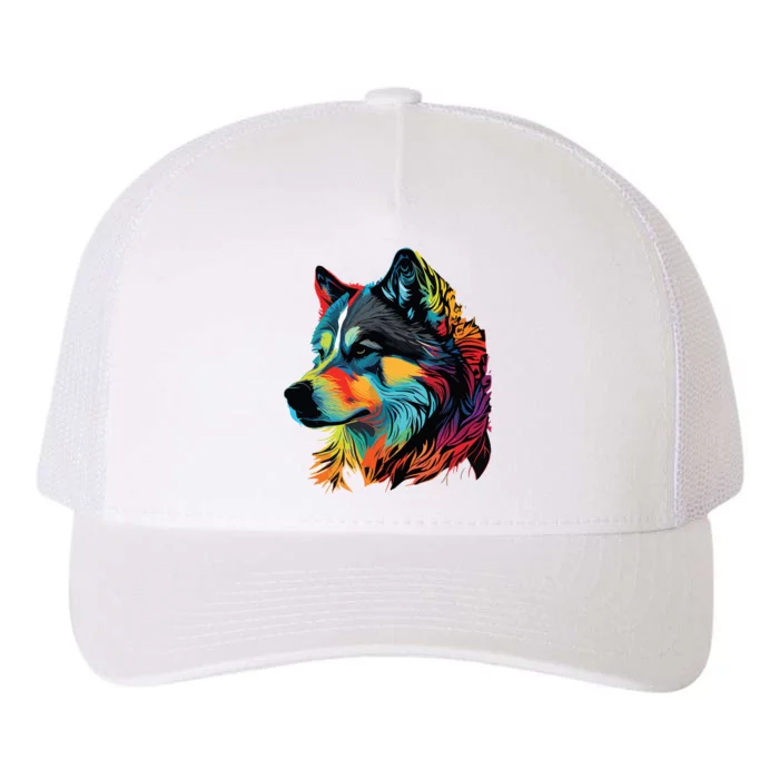 Siberian Husky Lovers Pop Art Huskie Design Siberian Husky Yupoong Adult 5-Panel Trucker Hat