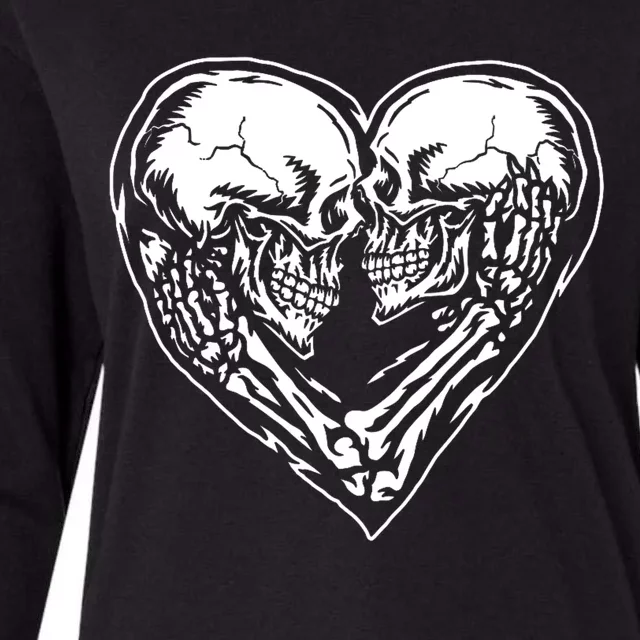 Skull Heart Love Womens Cotton Relaxed Long Sleeve T-Shirt