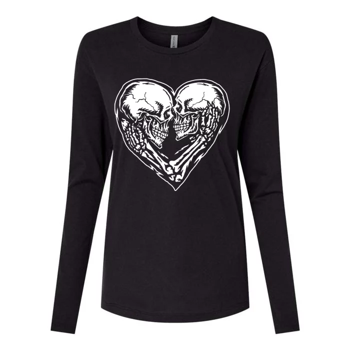 Skull Heart Love Womens Cotton Relaxed Long Sleeve T-Shirt