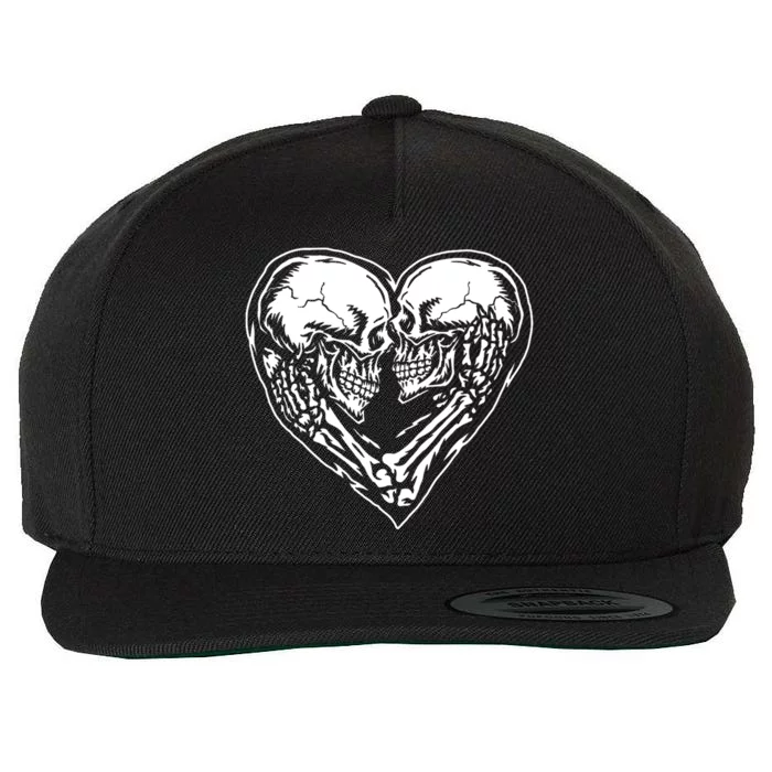 Skull Heart Love Wool Snapback Cap