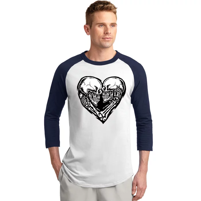 Skull Heart Love Baseball Sleeve Shirt