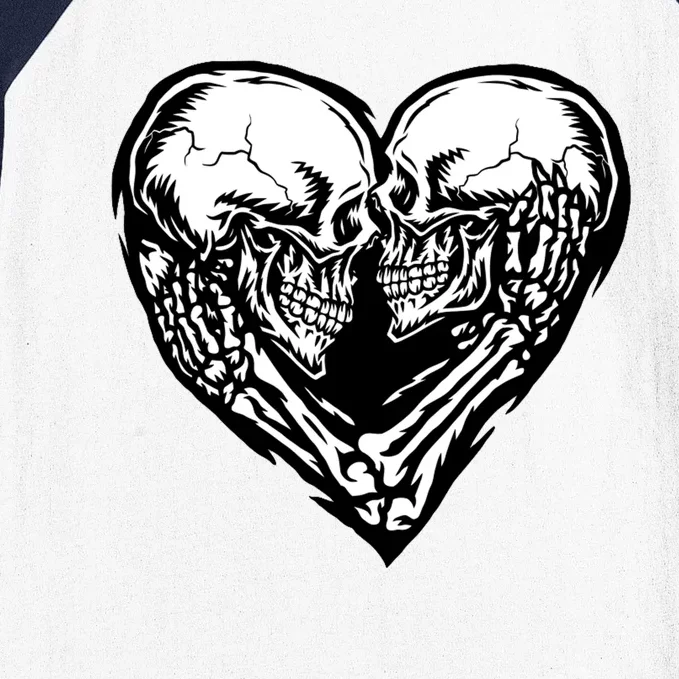 Skull Heart Love Baseball Sleeve Shirt