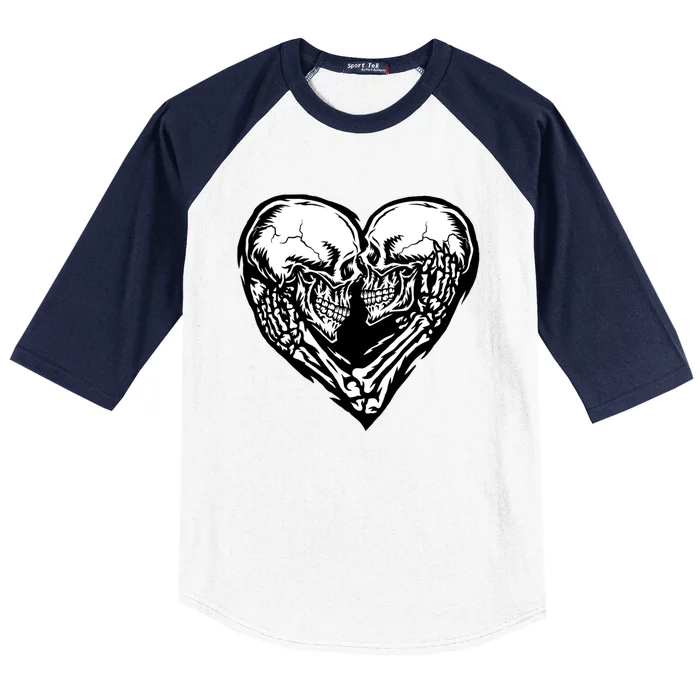 Skull Heart Love Baseball Sleeve Shirt