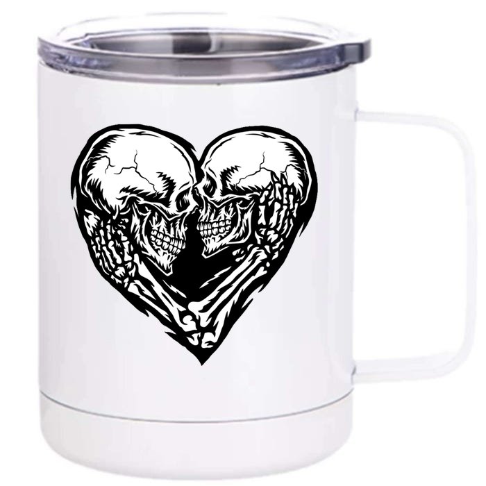 Skull Heart Love Front & Back 12oz Stainless Steel Tumbler Cup