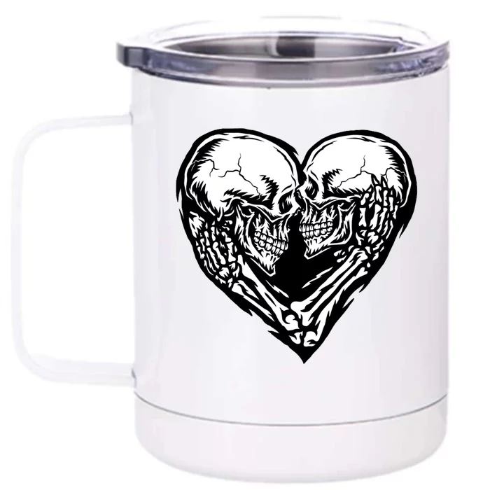 Skull Heart Love Front & Back 12oz Stainless Steel Tumbler Cup