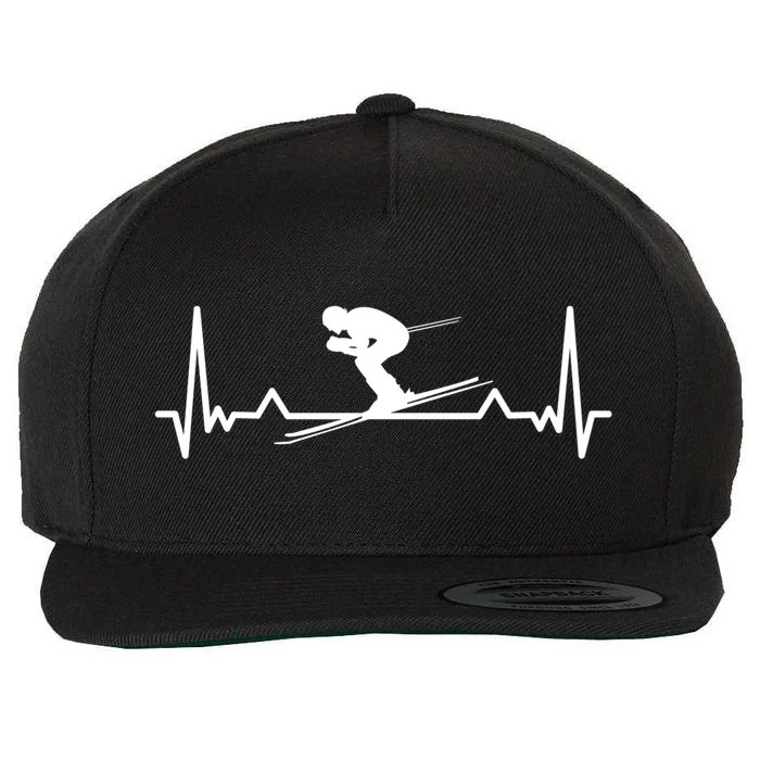 Skiing Heartbeat Line Funny Gift Funny Gift Wool Snapback Cap