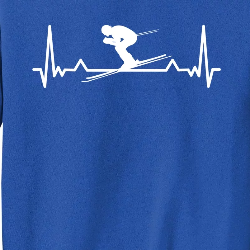 Skiing Heartbeat Line Funny Gift Funny Gift Sweatshirt