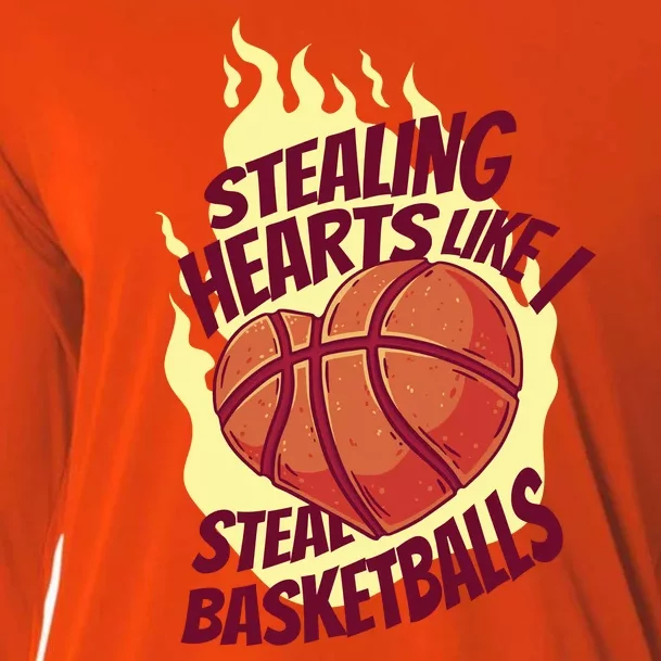 Stealing Hearts Like I Steal Basketballs Cooling Performance Long Sleeve Crew