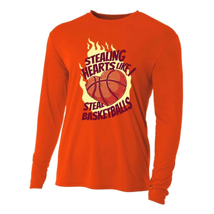 Stealing Hearts Like I Steal Basketballs Cooling Performance Long Sleeve Crew