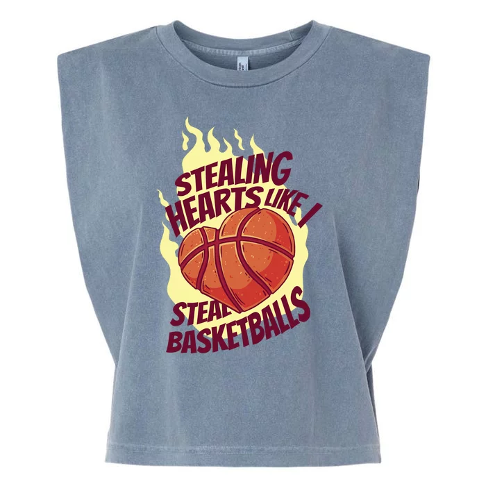 Stealing Hearts Like I Steal Basketballs Garment-Dyed Women's Muscle Tee