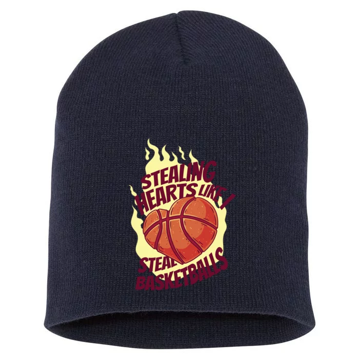 Stealing Hearts Like I Steal Basketballs Short Acrylic Beanie