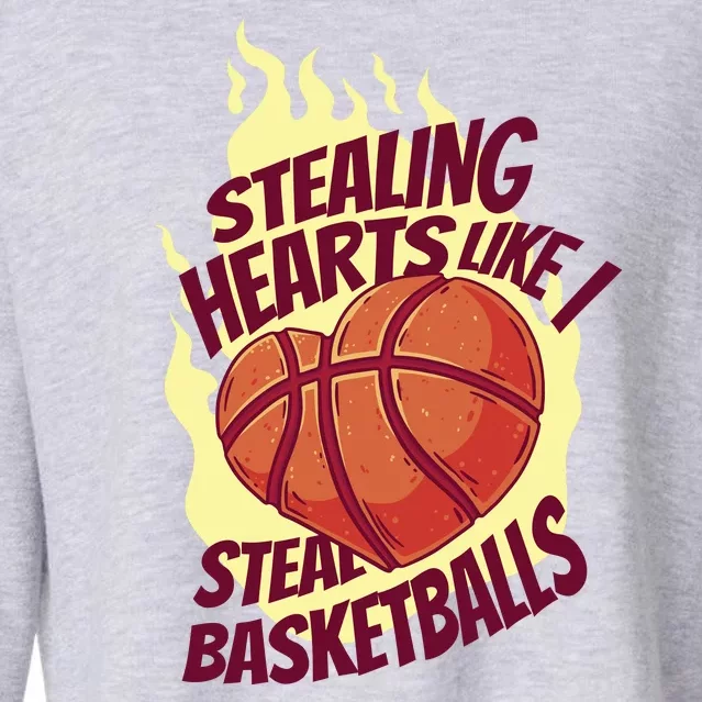 Stealing Hearts Like I Steal Basketballs Cropped Pullover Crew