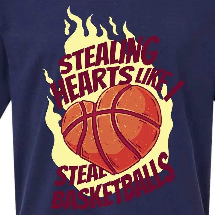 Stealing Hearts Like I Steal Basketballs Sueded Cloud Jersey T-Shirt