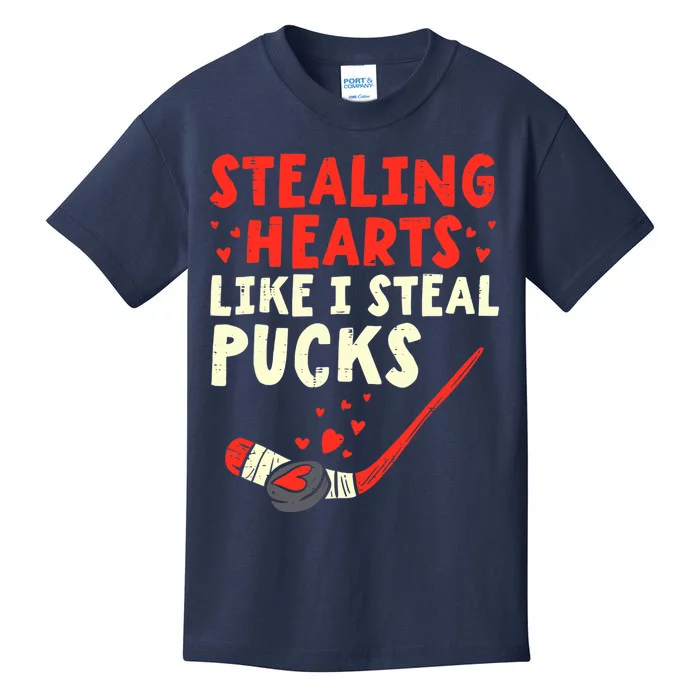 Stealing Heart Like I Steal Pucks Valentines Day Hockey Kids T-Shirt