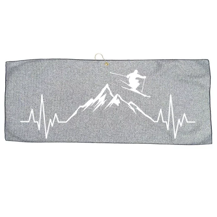 Ski Heartbeat Mountains Skiing Ecg Skiing Pulse Cute Gift Large Microfiber Waffle Golf Towel