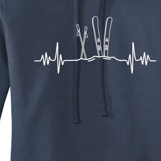 Skiing Heartbeat Mountain Ski Sport Skilife Alps Skier Great Gift Women's Pullover Hoodie