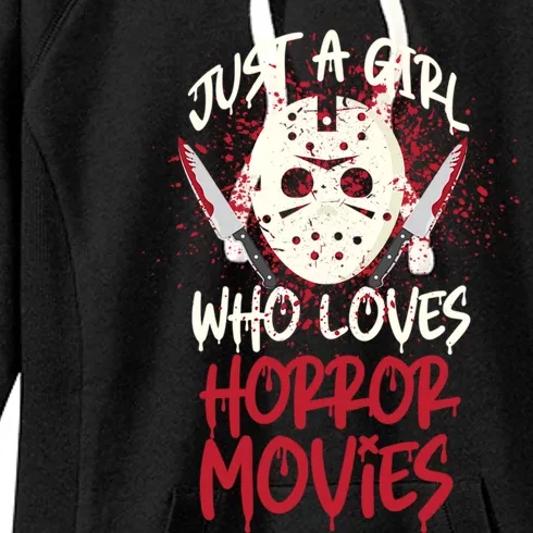 Scary Horror Movie Hockey Mask Just A Who Loves Cute Gift Women's Fleece Hoodie