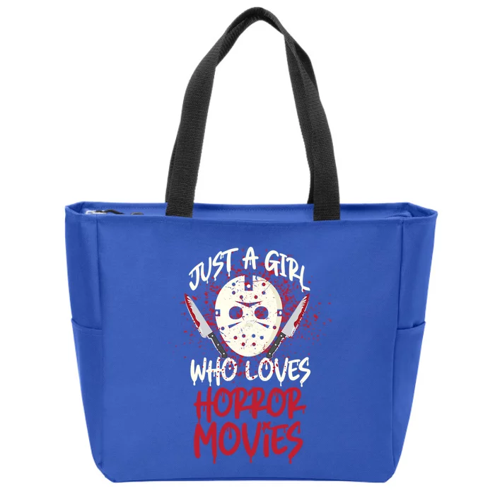 Scary Horror Movie Hockey Mask Just A Who Loves Cute Gift Zip Tote Bag