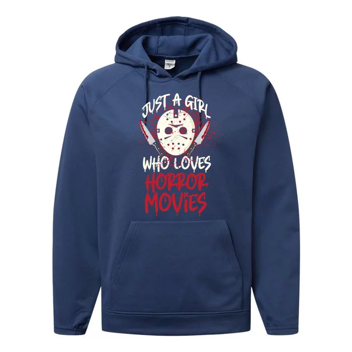 Scary Horror Movie Hockey Mask Just A Who Loves Cute Gift Performance Fleece Hoodie